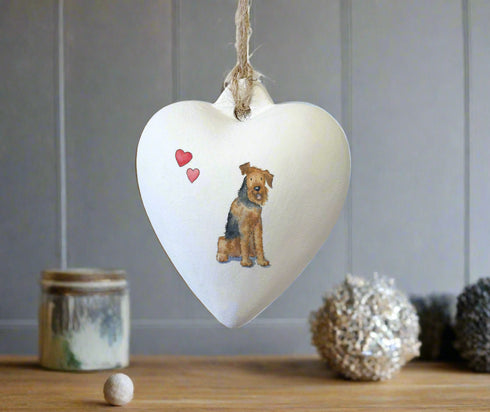 Airedale Terrier Ceramic Heart Bauble